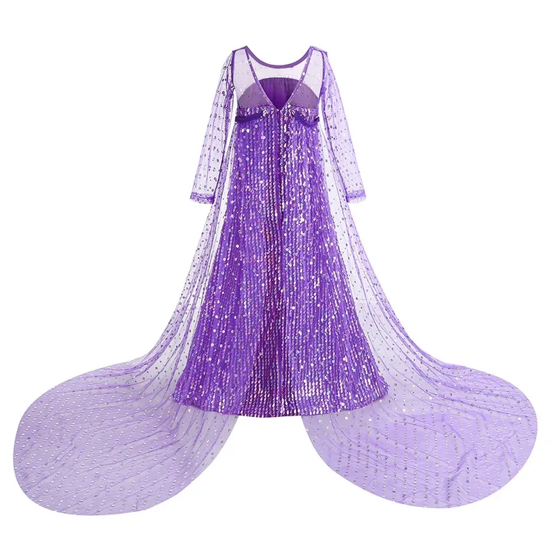 فستان الأميرة إلسا ملكة الثلج الأبيض للهالوين للفتيات فستان شبكي مزين بالترتر كرنفال Disfraz للأطفال