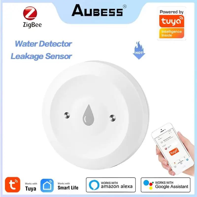 Tuya Zigbee APP Water Sensor Smart Life Water Leakage Monitoring Flood Immersion Sensor Work With Zigbee Automation Tap Valve