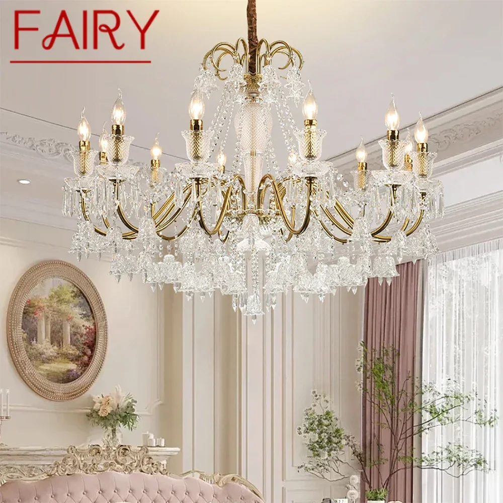 FAIRY French Crystal Pendent Lamp European Luxury  Living Room Restaurant Bedroom Villa Hotel Duplex Staircase LED Chandelier