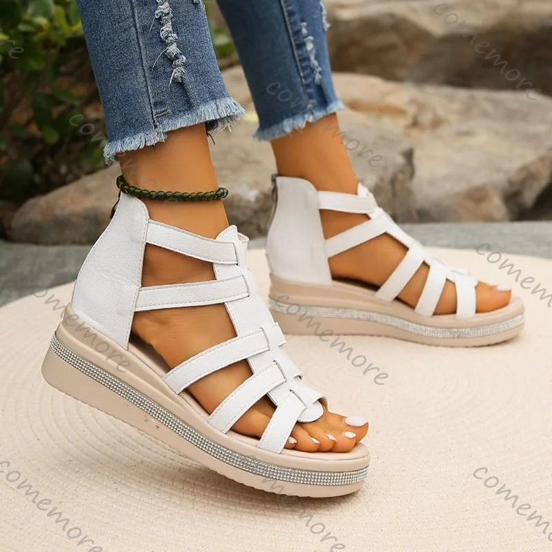 Comemore Sandals for Women Summer Fashion Casual Roman Platform Open Toe Beach Sandales Plus Size 35-43 High Heel Women Shoes