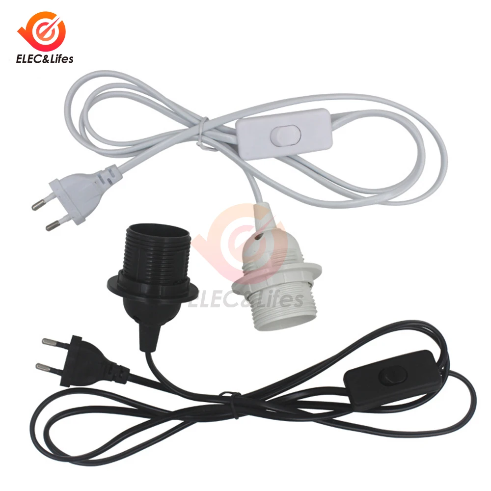 EU/US Plug 1.8m Power Cord Cables E27 Full Teeth Half Teeth Lamp Base Holder With Switch Wire For Pendant Fixture Hang lamp