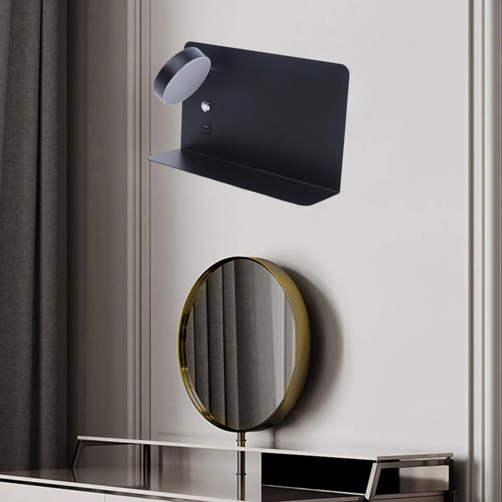 مصباح حائط 7 وات 110 ~ 240 فولت LED مصباح حائط أسود (يسار أفقي) 360 ° تصميم قابل للدوران قابل للتعديل 3 درجة حرارة اللون #1