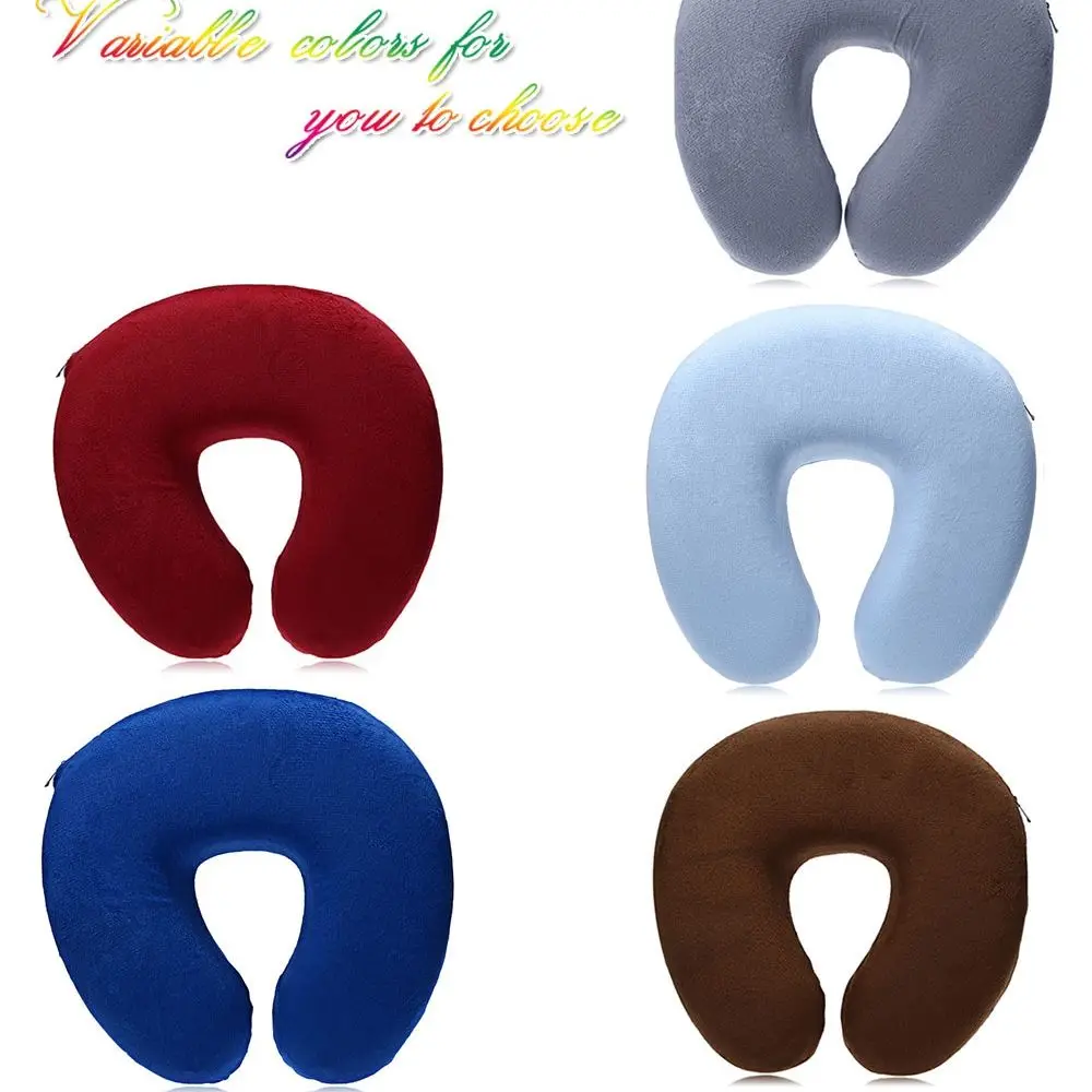 Gift Easy to carry Suede Convenient Support Soft Head Neck Cushion U Shaped Air Pillow