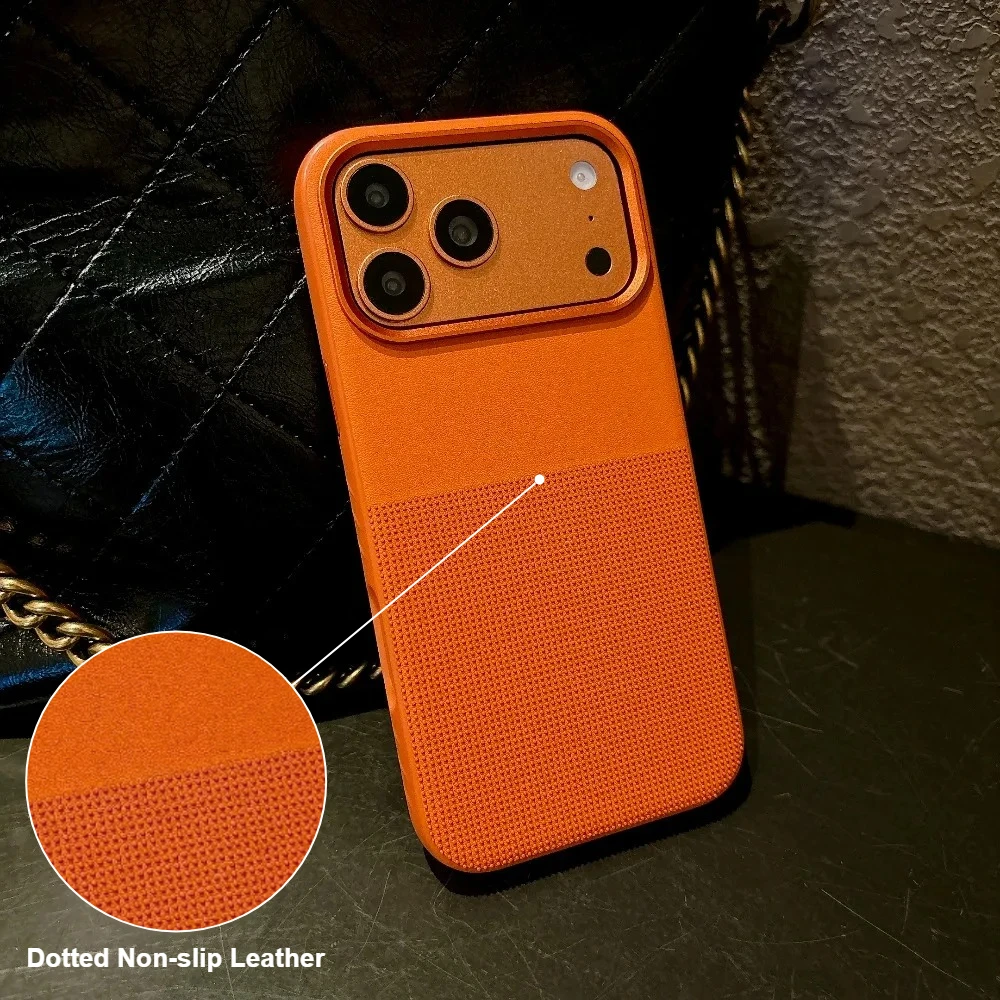 Hochwertige PC+TPU Anti-Rutsch Magnetische Leder-Handyhülle für iPhone 17 16 15 Pro Max 14 13 für MagSafe mit Fallschutz