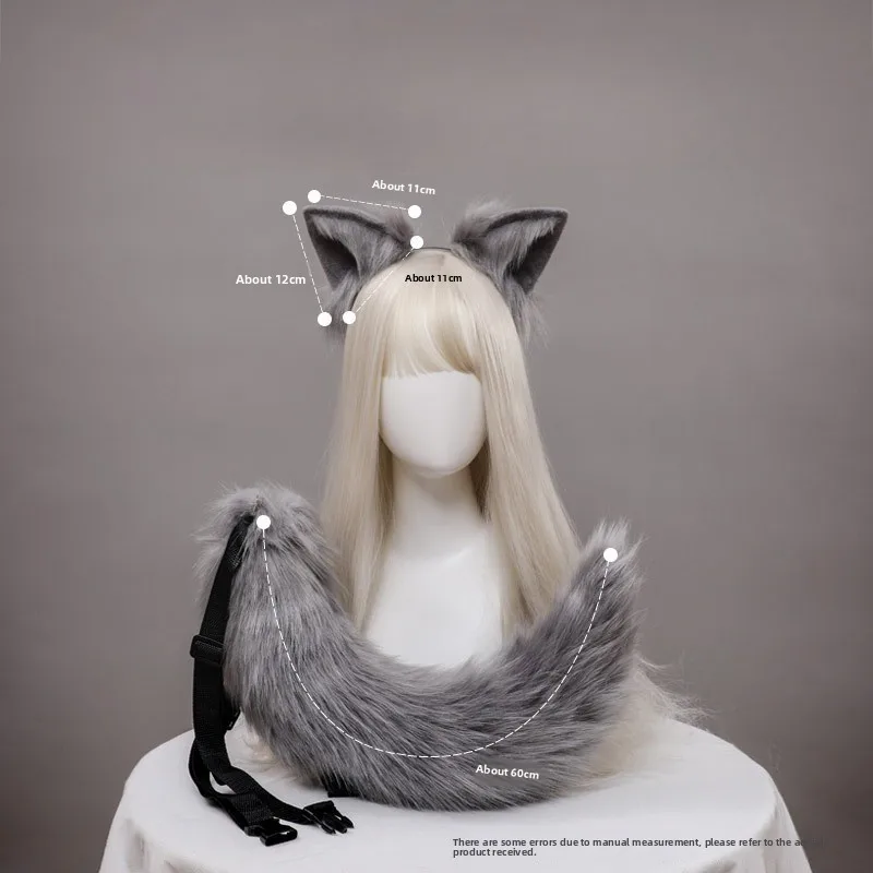 Pluszowe Uszy i Ogon Lisa Anime Cosplay Sexy Kobieta Opaska z Ogonem Lisiego Ogonu Symulacja Ogonu Urocze Nakrycie Głowy Lolita Rekwizyty COSPLAY Halloween