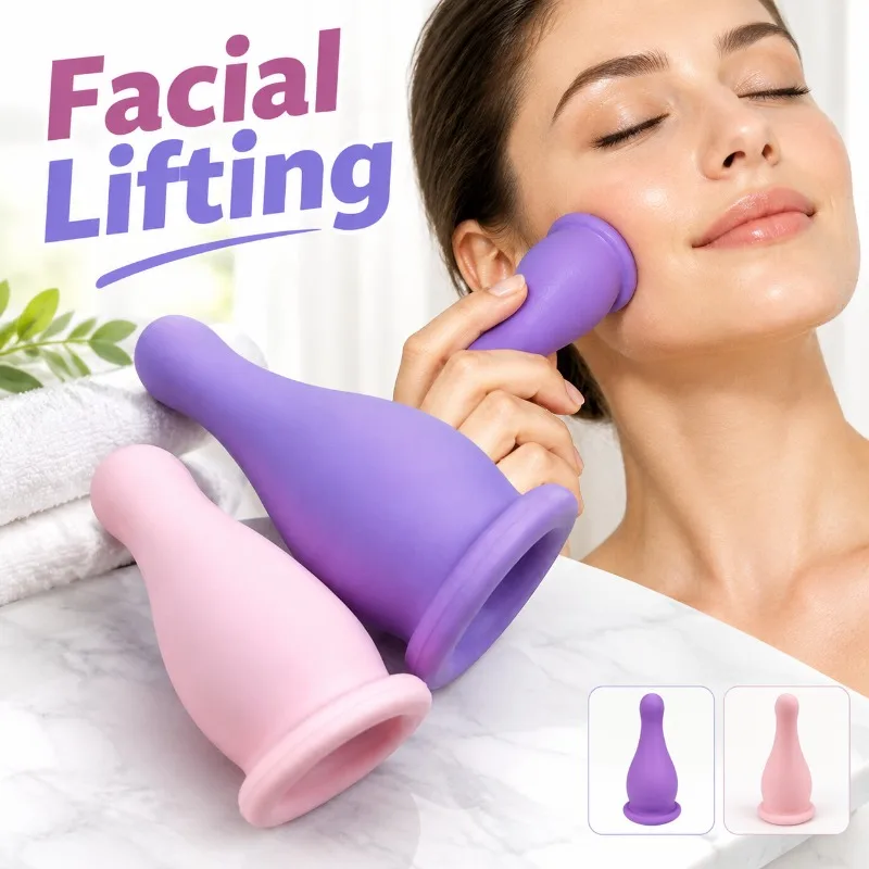 Silicone Facial Cupping Cup Home Use Moisture Scraping Vacuum Negative Pressure Beauty Lifting Slide Massage Soft Skin-friendly