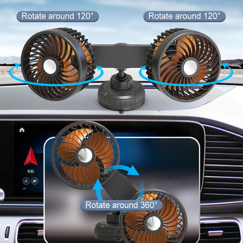 Auto Ventilation Fan USB Charging Air Circulator Fan 360 Degree Rotation Electric Car Circulator 3 Speed for Auto Sedan Mini Van