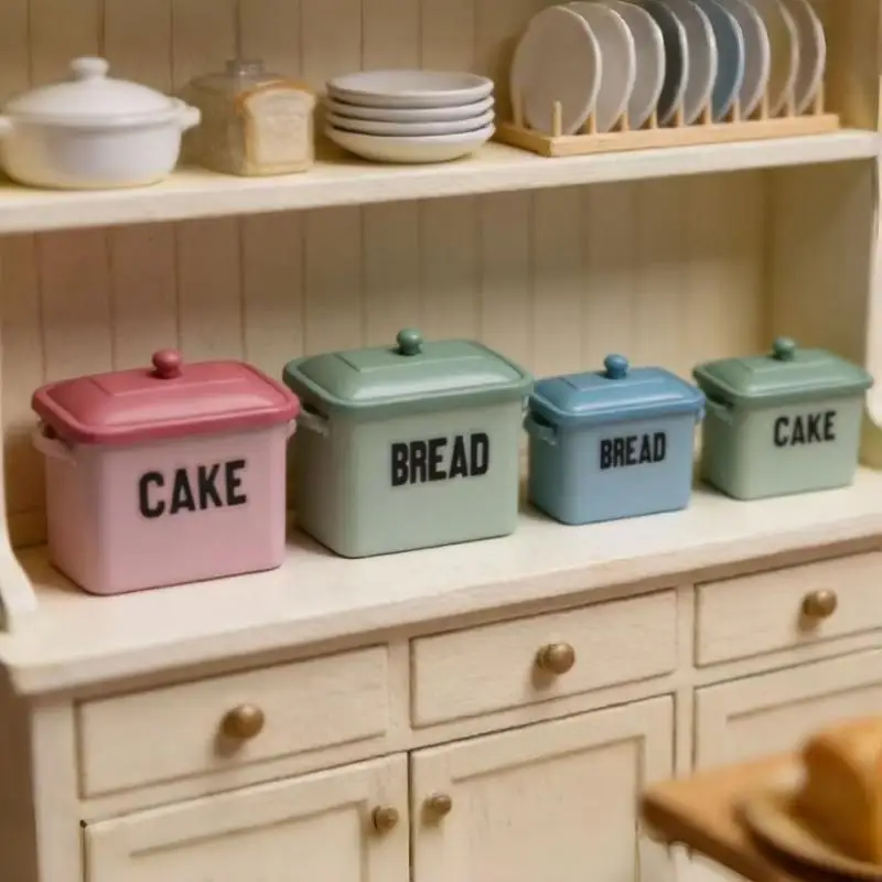 

【Y】Dollhouse Mini Cake Bread Storage Box Model Dollhouse Simulation Kitchen Decor Accessories Micro Scene Photo Props