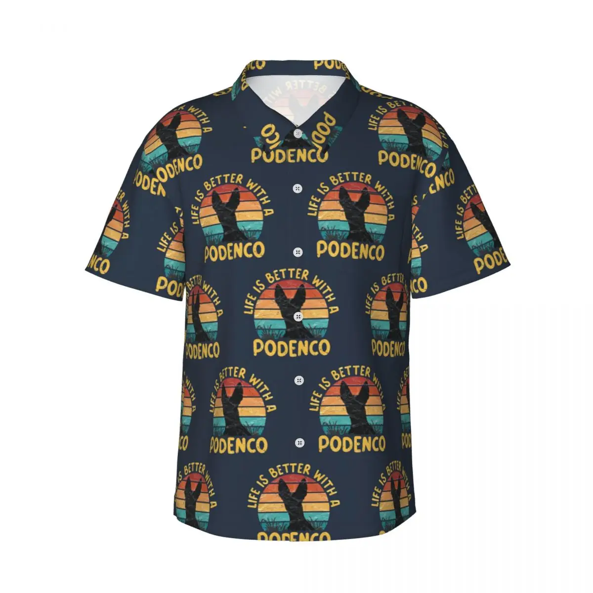 

Life Is Better With A Podenco Men's Shirts Hawaiian Short Sleeve Shirt Funny Lapel Tops for Summer Beach