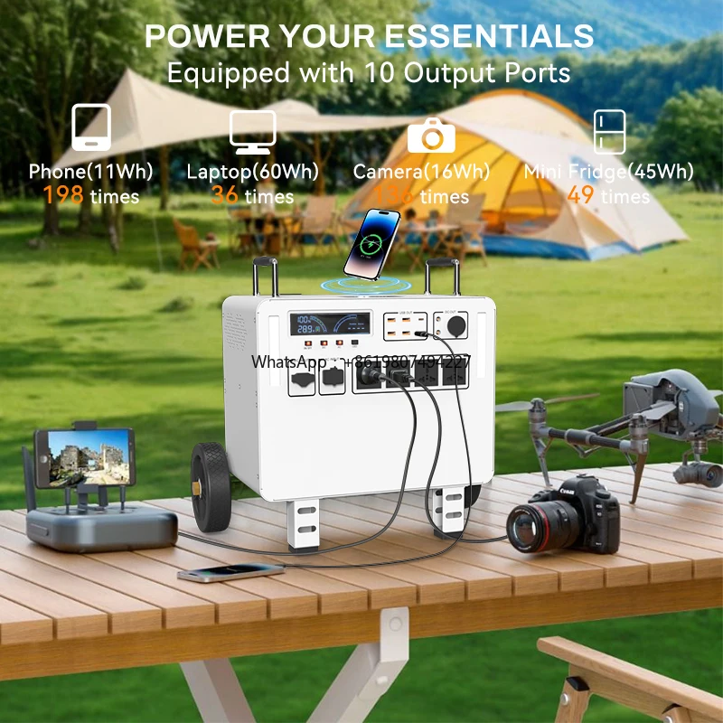 Time-limited Portable Solar Generator 2400W Pure Sine Wave MPPT LiFePO4 Station  External Battery for Off Grid Home  Camping Use