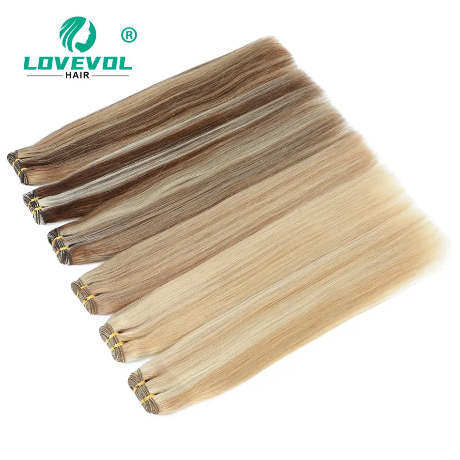 

Human Hair Weft 100% Remy Hair Extensions Black Brown Blonde Hair Bundles Double Weft Hair for Salon Can be Dyed and Permed