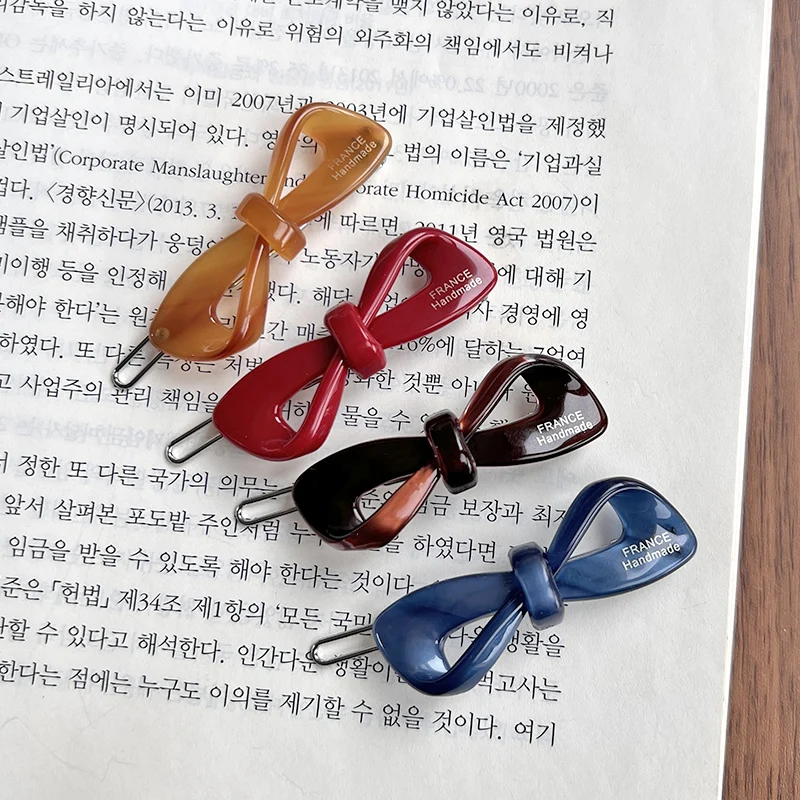 Wykwintne, wysokiej klasy uczucie ~ Korea Południowa Francja mała spinka do włosów z kokardką, francuska grzywka klip krótka spinka do włosów — zdjęcie 4