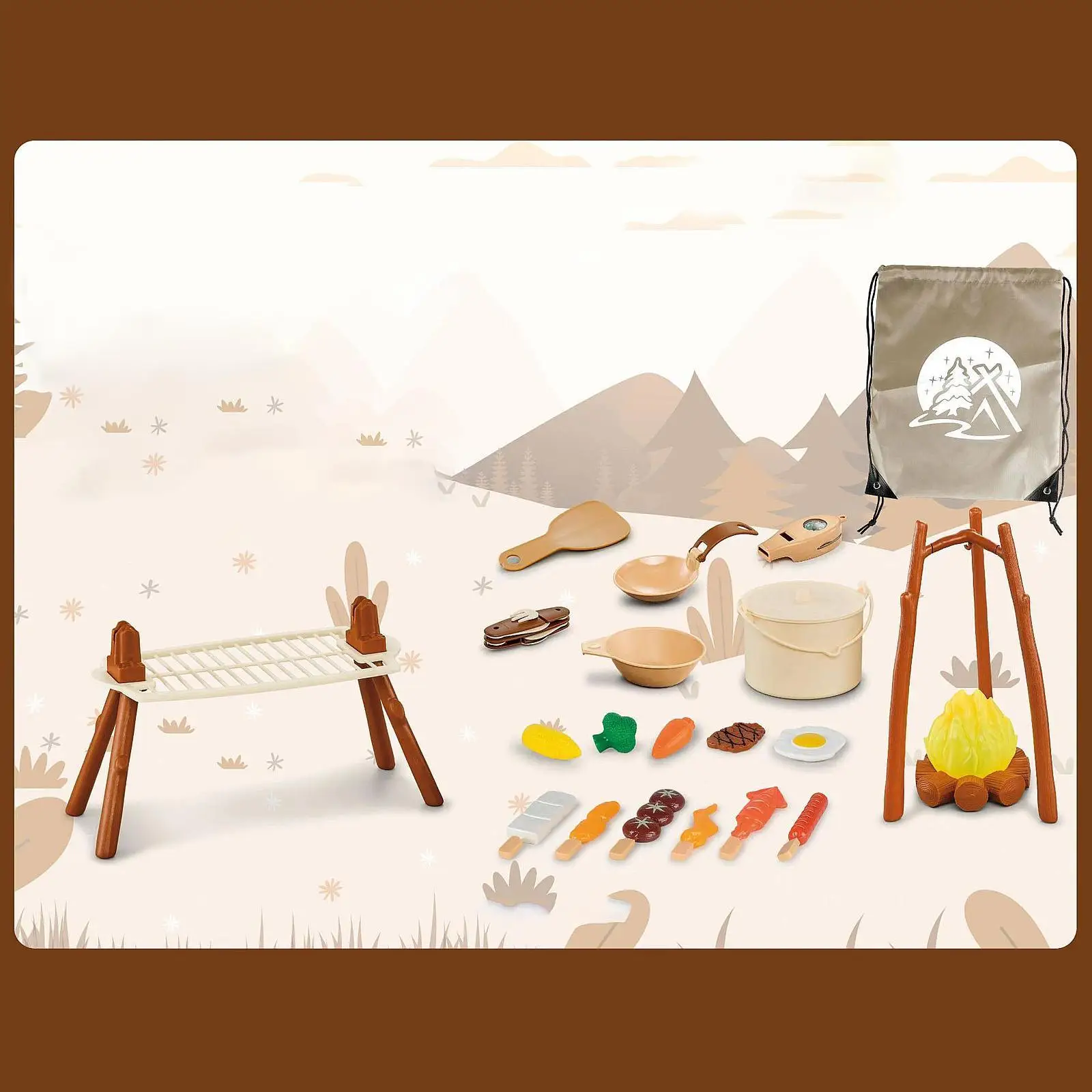 

25 Pieces Kids Camping Cooking Set Pretend Campfire Cookware and Utensils