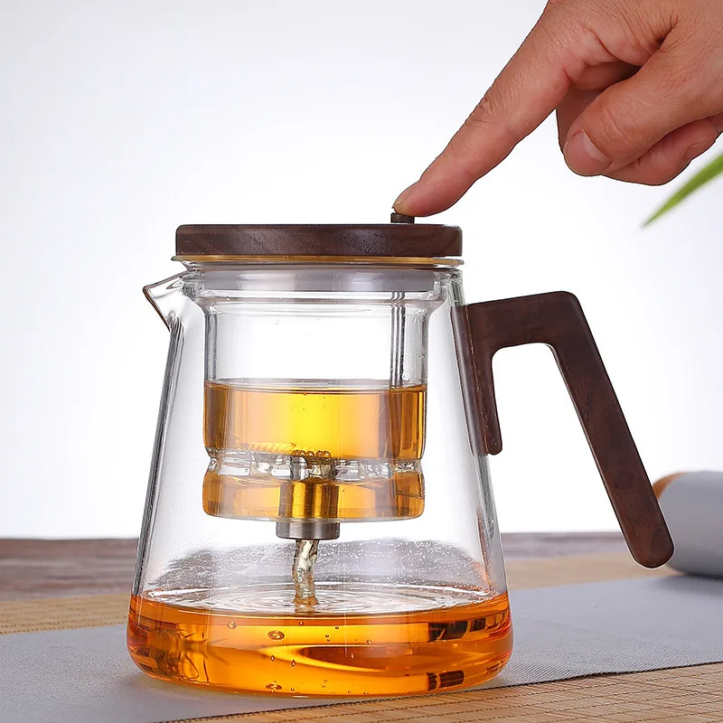 Floating cup tea kettle home tea ware transparent glass liner walnut thickened tea water separation filtration bubble tea cups