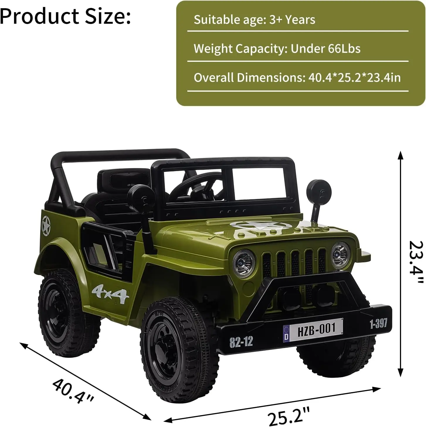 Ride on Truck Car, 12V Electric Ride on Car with Remote Control, MP3, LED Lights, Suspension System, Double Doors, Safety Belt,