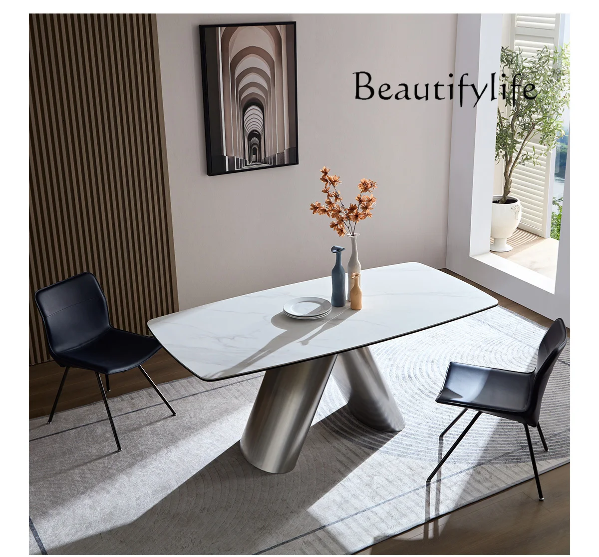 American Modern Minimalist Home Rock Plate Dining Table Italian Light Luxury Fashion Designer Dining Table