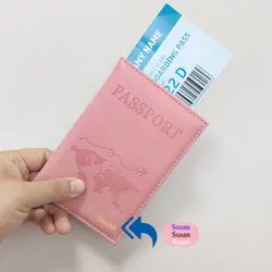 Juste de passeport de voyage personnalisée, sac portefeuille, étui à passeport en cuir PU, carte d'identité et carte de crédit, accessoires de voyage, porte-passeport