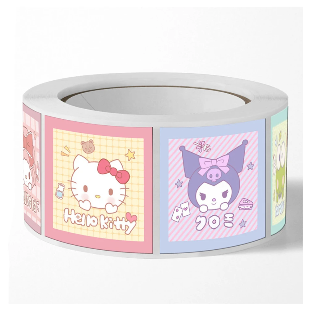 Rollo de pegatinas de dibujos animados de My Melody Kuromi para niños, juguete de pegatinas inspiradoras para jardín de infantes, recompensa de