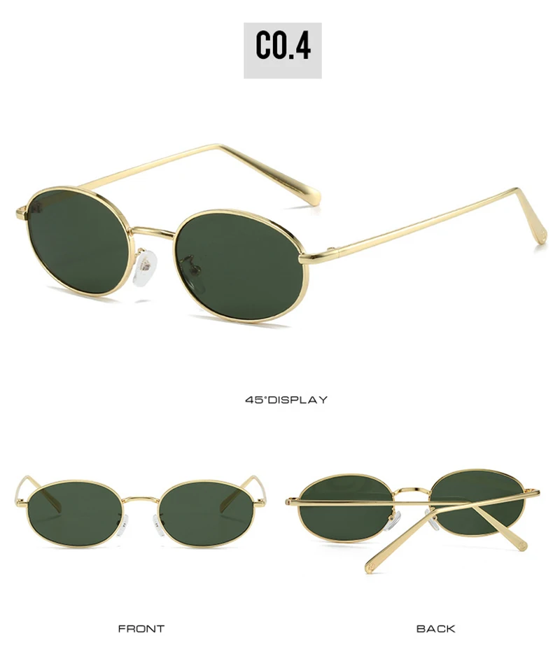SHAUNA Retro Kleine Ovale Metallrahmen Frauen Sonnenbrille UV400 Männer Punk Sonnenbrille – Detail 10