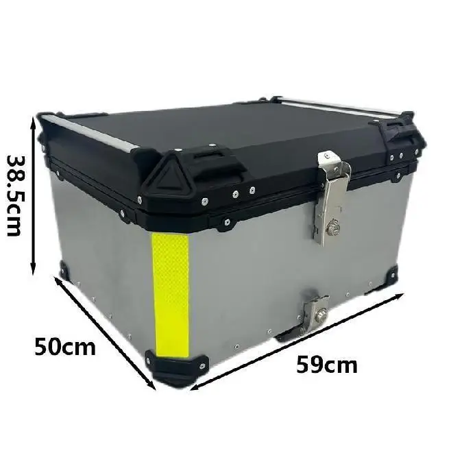 

80L Heavy Duty Aluminum Alloy Motorcycle Top Case Universal Waterproof Quick Release Storage Large Capacity Silver