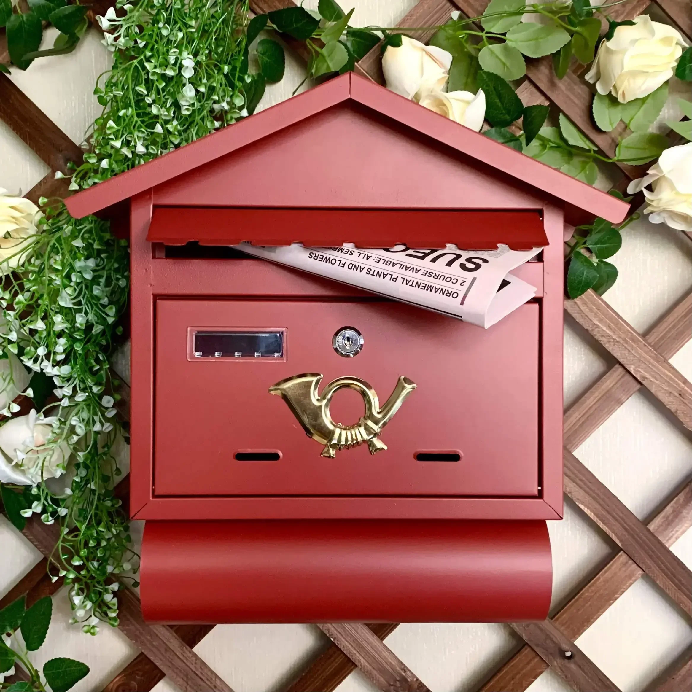 Iron Mailbox Outdoor Wall Decoration Rainproof and Waterproof Post Box Idyllic and Creative Letter Box European Retro