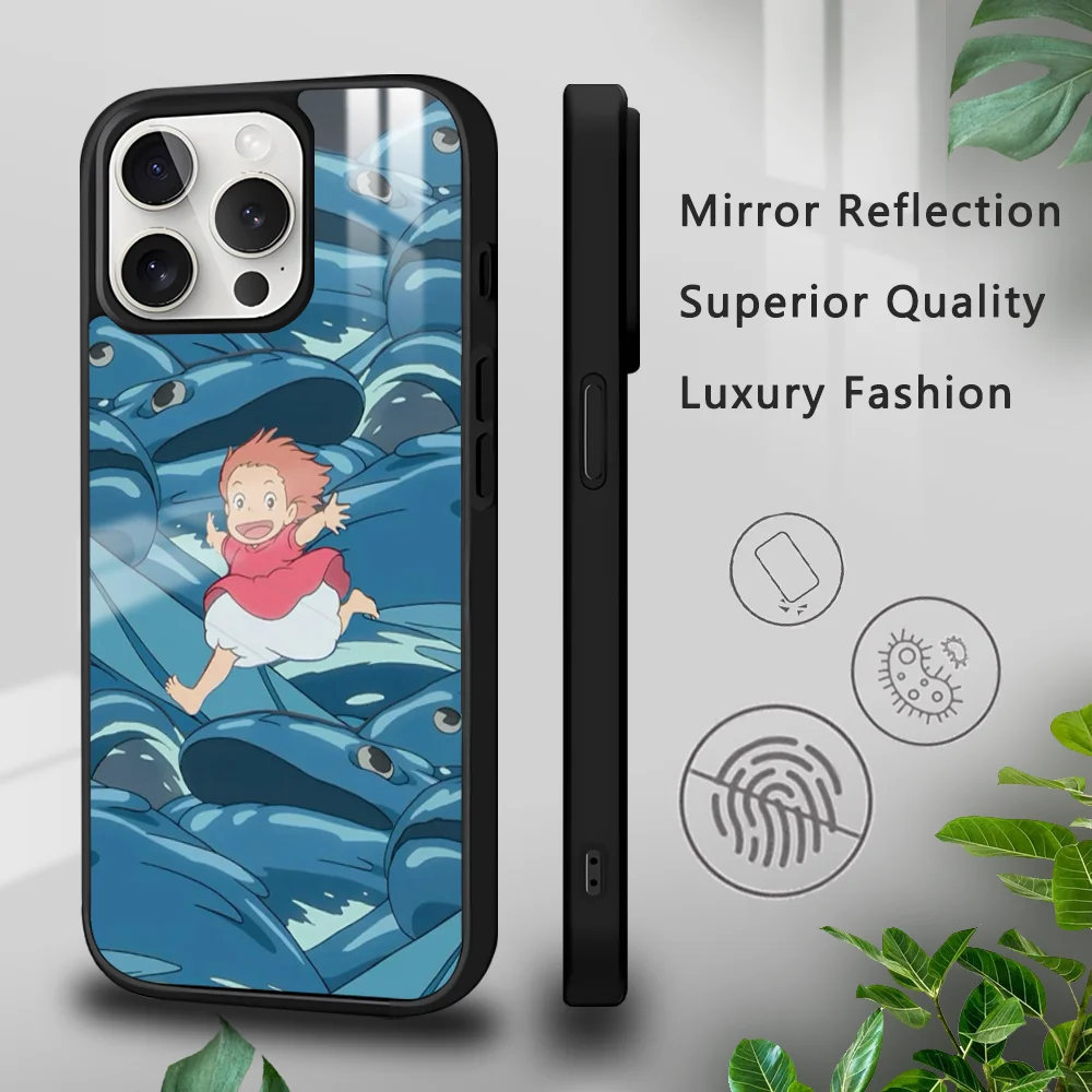 Anime P-Ponyo on the CliffS Phone Case For iPhone 16 15 14 13 12 11 Pro Xs Max Mini Plus Celulares Hard Funda