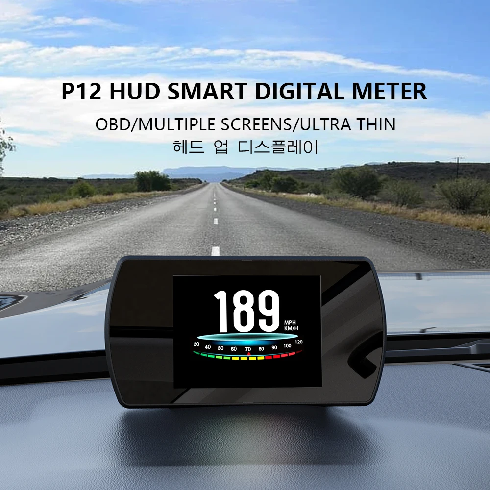 WYING P12 HUD OBD2 Head-up Display  Speed RPM Water Temp Fuel Consumption Smart System For Car Smart Gauge Digital