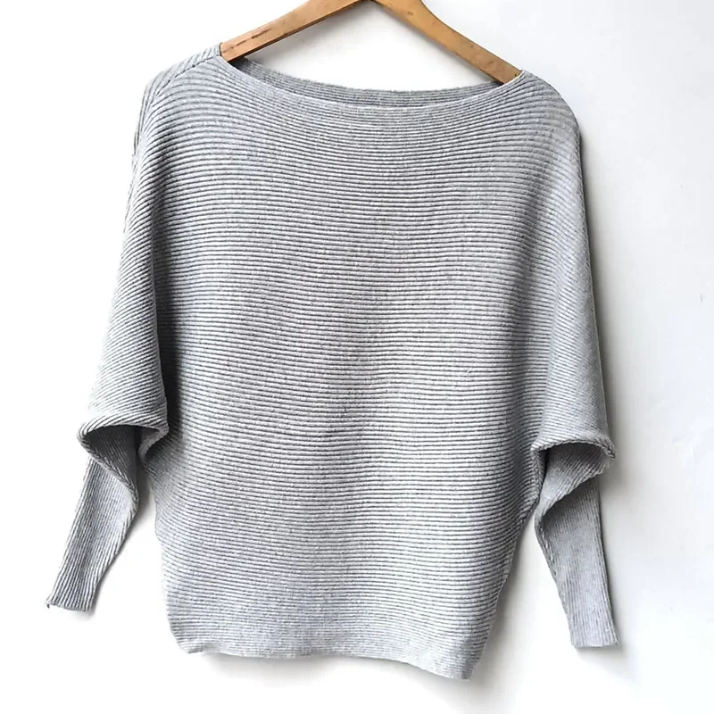 Spring Loose Knitted Pullovers Sweater Tops Women Fashion O-Neck Long Sleeve Ladies Knitted Pullover Jumper Bat wing Casual Top