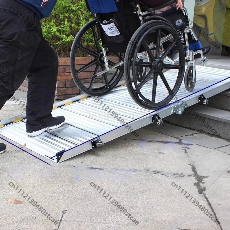 Folding Aluminum Wheelchair Ramp Portable Barrier Free Stair Climbing Access Board