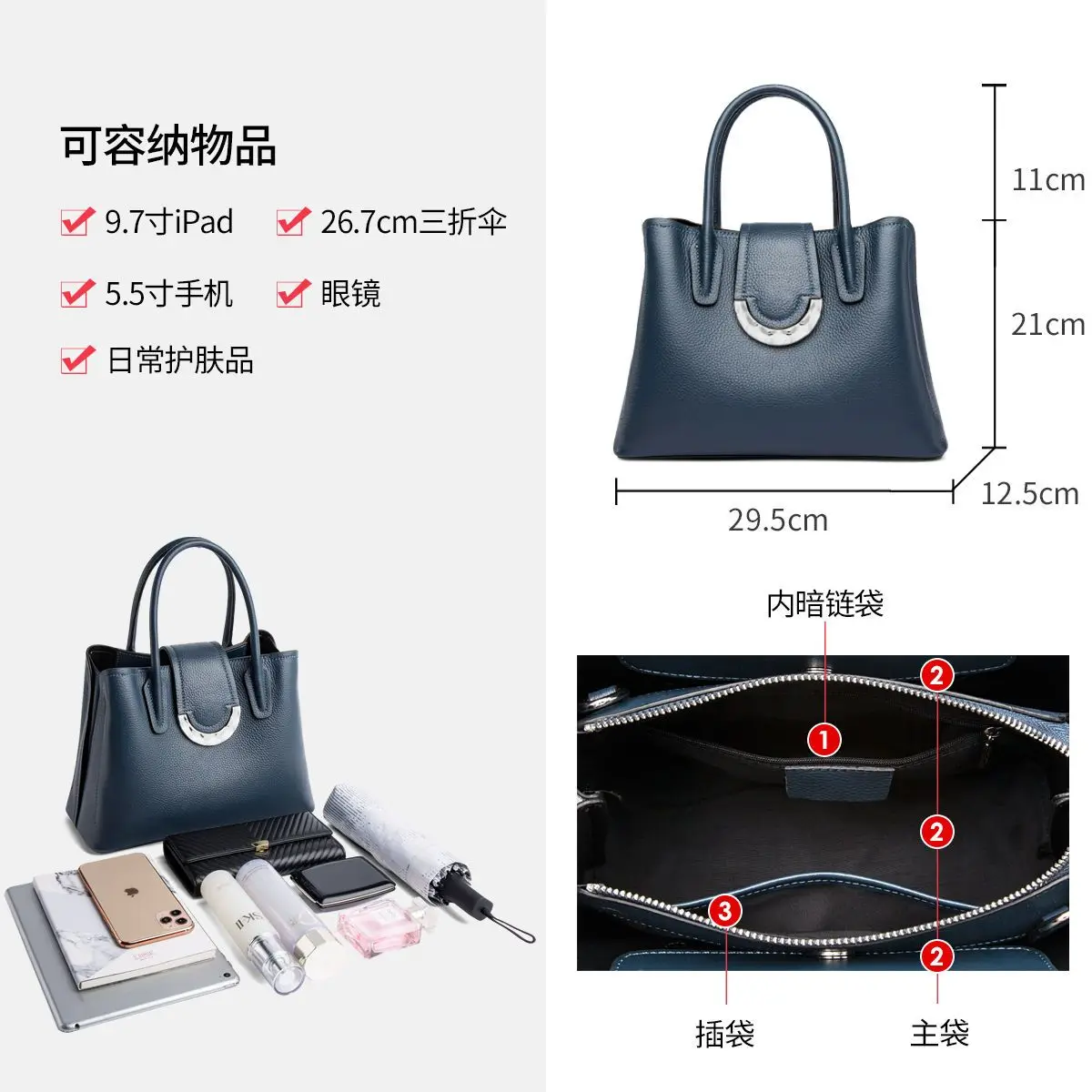 2023 New Genuine Cowhide High Grade High Capacity Handbag For Women Leisure Fashion Simple One Shoulder Crossbody Bag For Women