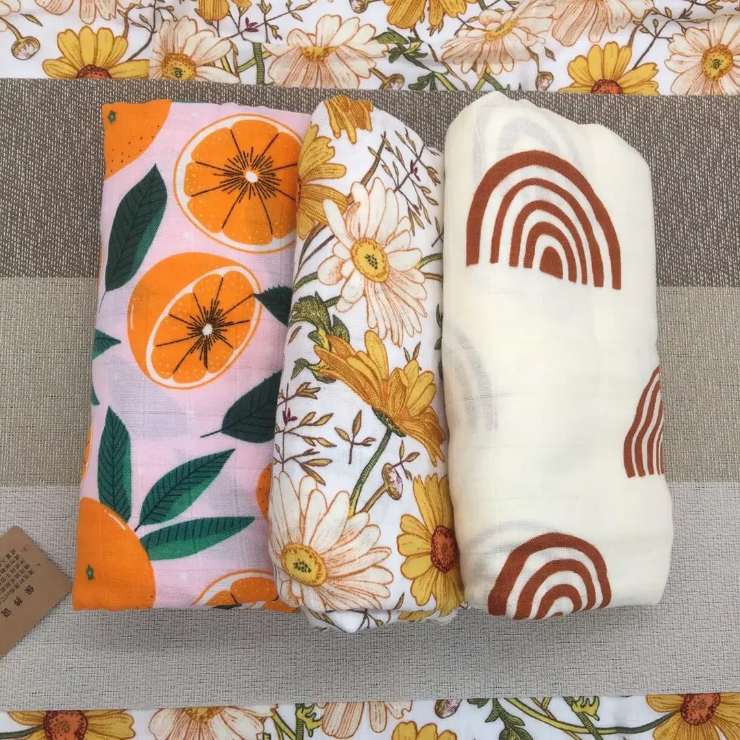 120x120cm Swaddle kocyk dziecięcy kwiat bambusowy bawełniane muślinowe do przewijania wanienka kocyk dziecięcy s noworodek