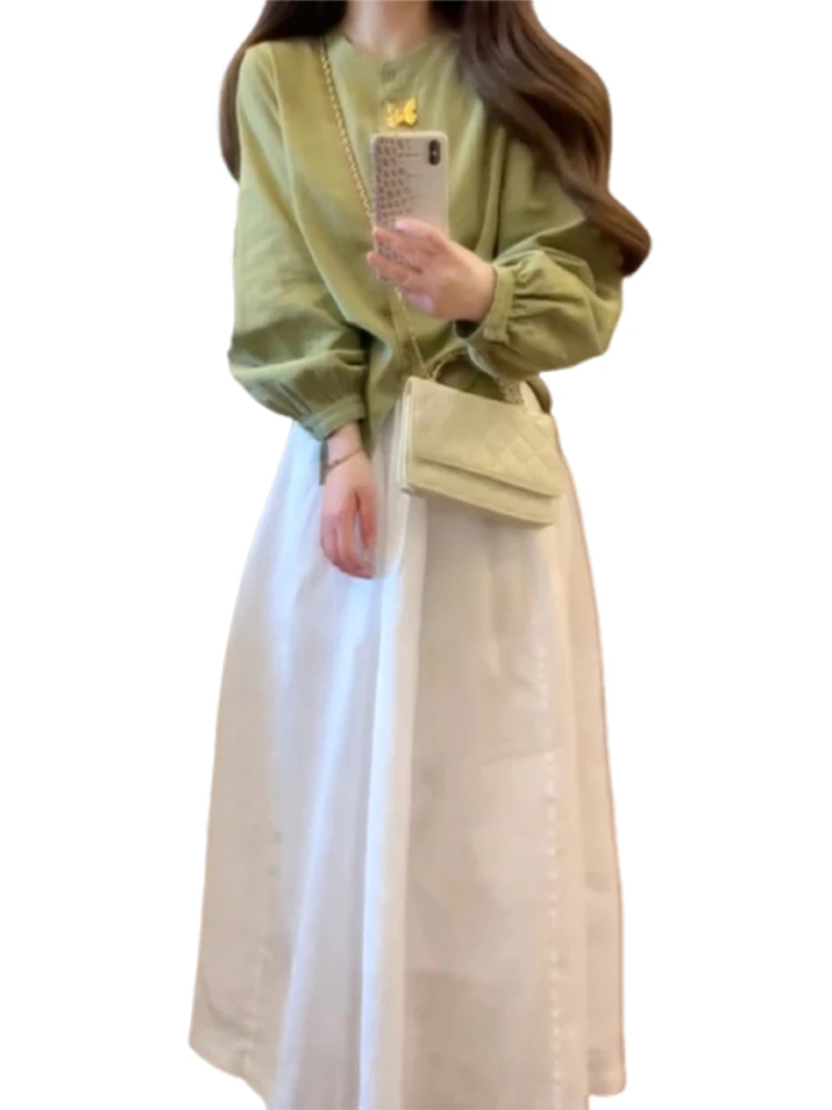 Koreaanse Sle Zachte Casual Dames Dr Set Lente Herfst Nieuwe High-End Unieke Ele Rok Set Zoete Hoge Taille a-lijn Dr