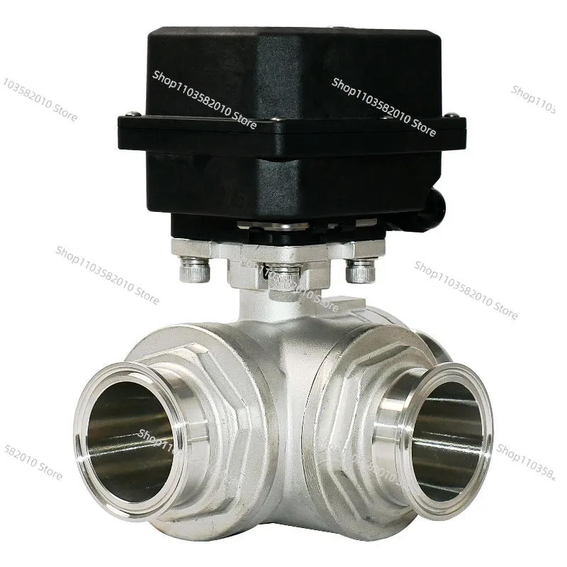 

3 Way Food Grade Stainless Steel 1'' tri-clamp water control Motorized Ball Valve DC12V