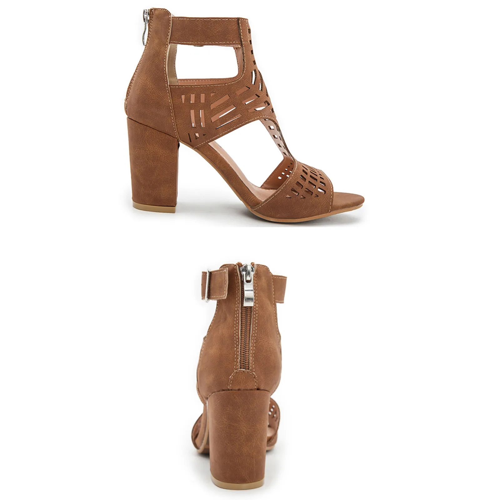 المرأة موضة بسيطة الدانتيل متابعة مثير مشبك صنادل عالية الكعب الرومانية جوفاء الدانتيل متابعة المفتوحة تو الصنادل عادية سميكة القاع