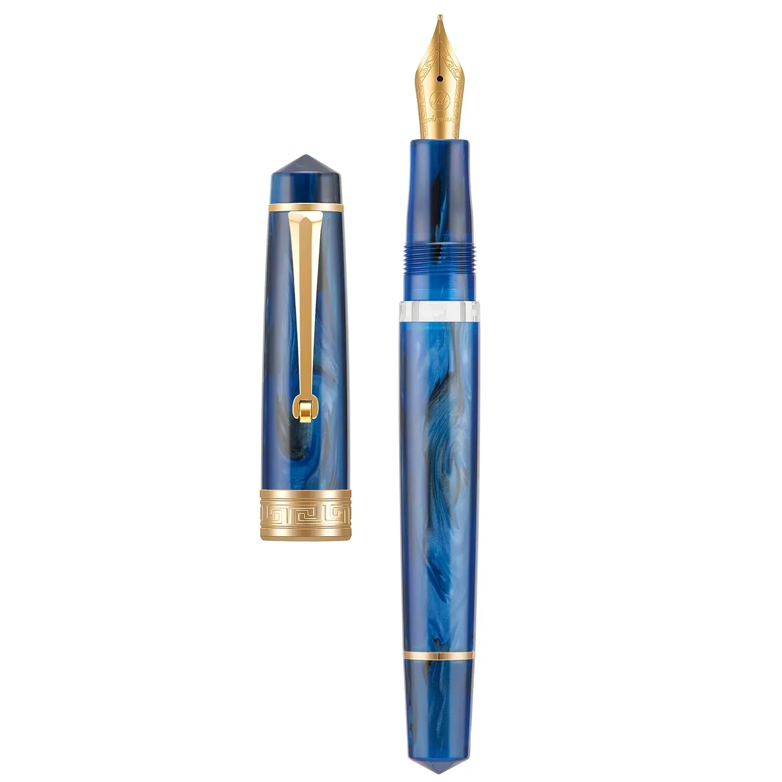 Imagem -05 - Asvine P20 Piston Filling Fountain Pen Belos Padrões Acrílicos ef f m Nib com Clipe Dourado Escrita Suave Caneta Presente do Escritório