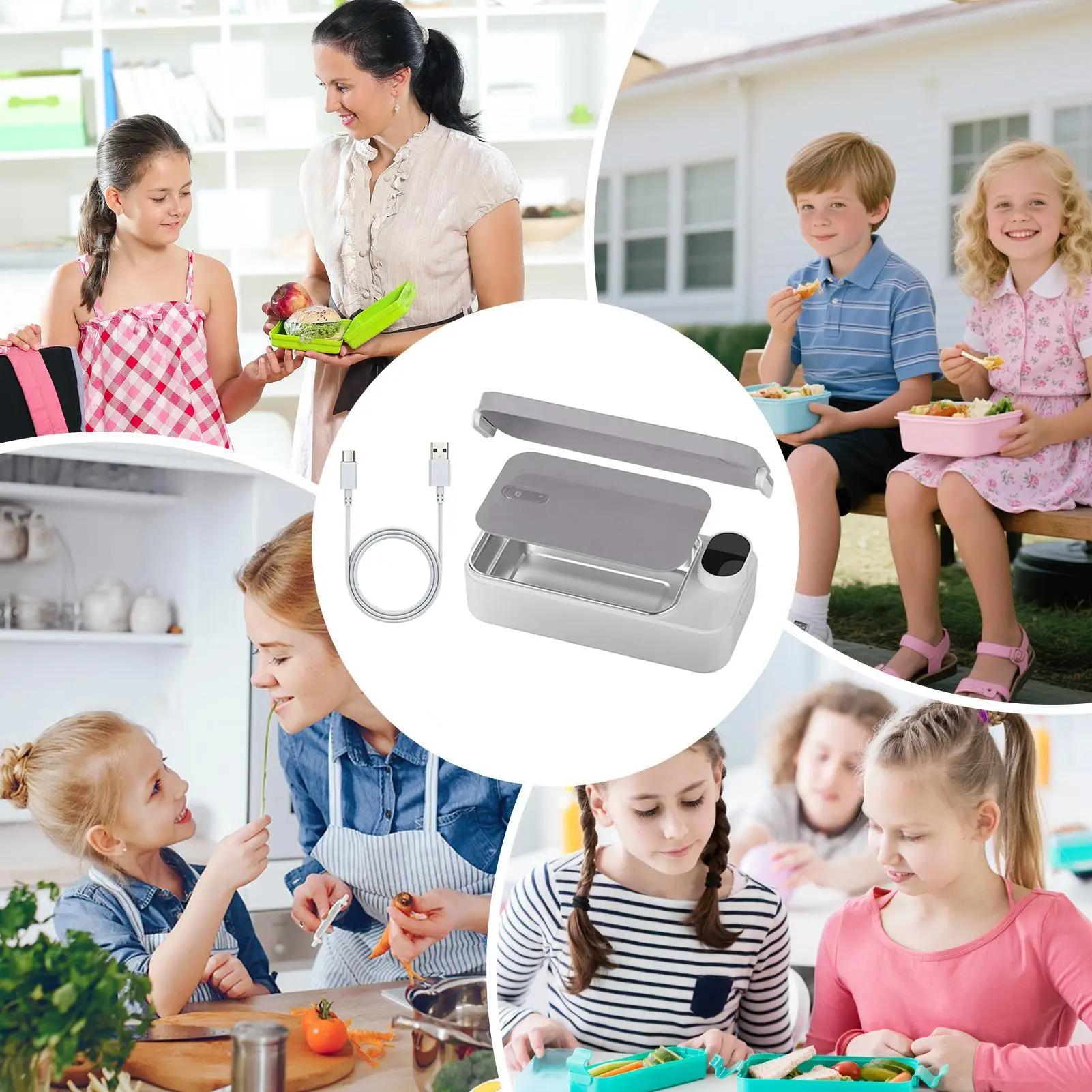 Electric Lunch Box For Adults Rechargeable Compact Warmer Portable Electric Lunch Box With Stainless Steel Container For Kids view 4