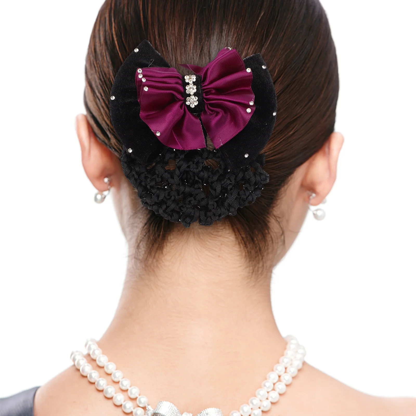 4 Pcs Career Head Flower Hair Claw Clips for Women French Pin Mesh Snood Barrettes Nets Hairnet Bun Cover