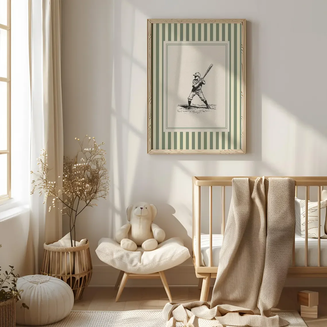 Vintage Baseball Nursery Print - огляд і ціна Baby Nursery Green