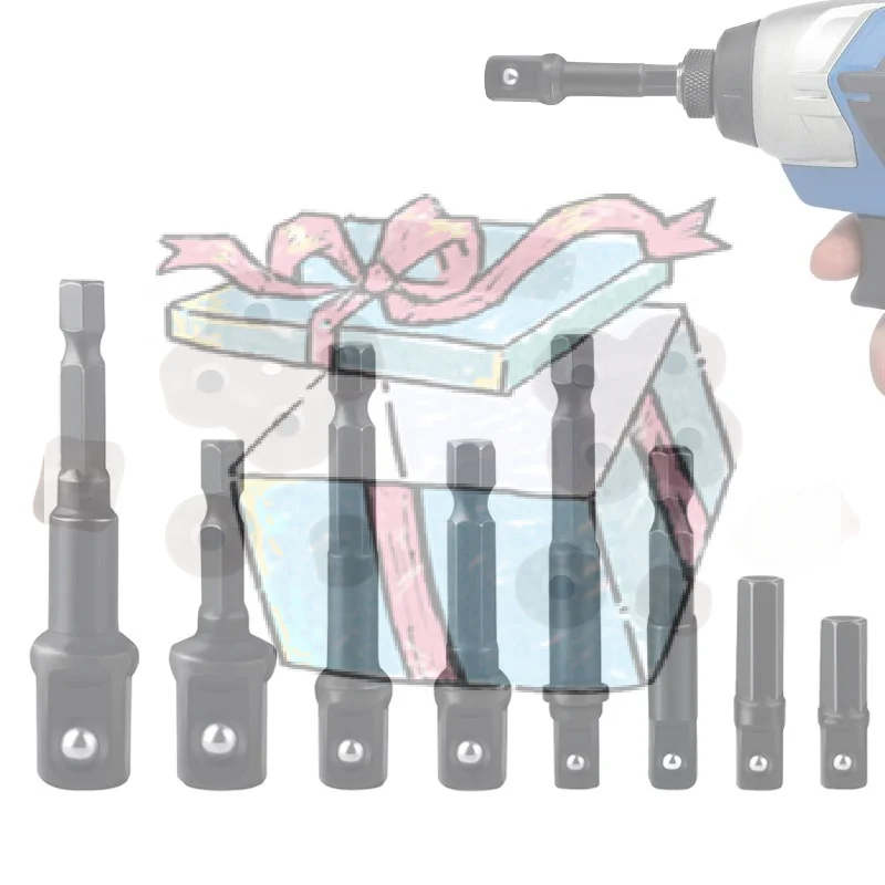 1 Set Square Socket Drill Bit Bar Extension Drill Socket Adapter 1/4 Impact Socket Adapter Reducer Hex Shank Nut Driver Socket