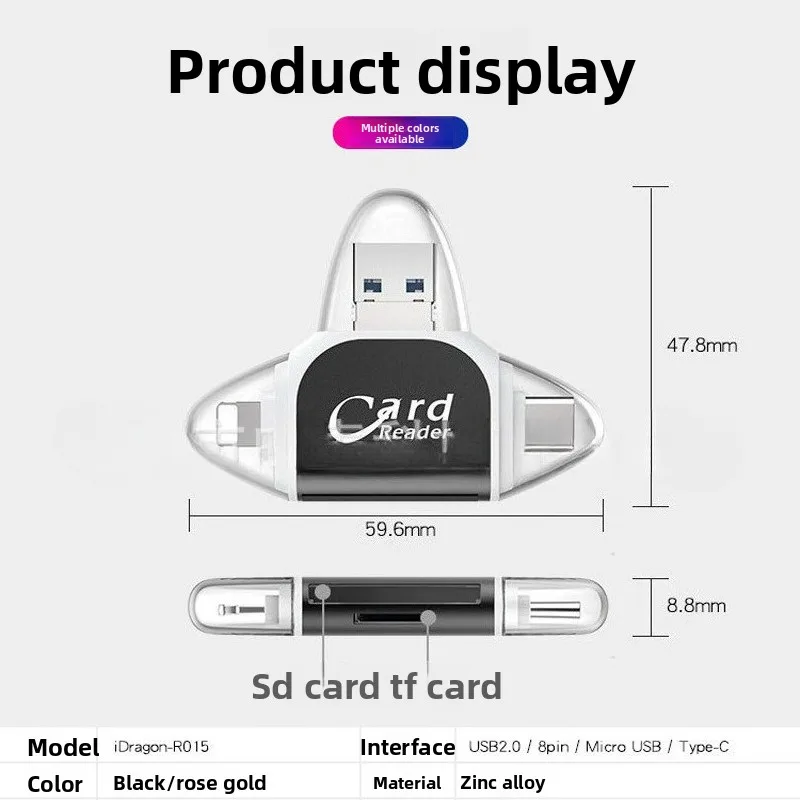 2-in-1 Micro & Type-C Card Reader 5-in-1 Hub, One-to-Four USB 3.0 Splitter for Android Mobile & Laptop PC Tool