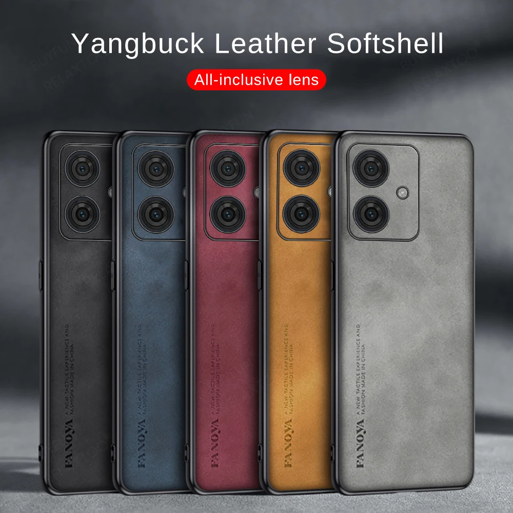 For Motorola Moto G54 G24 G14 Case Sheepskin Leather Soft TPU Frame Phone Cover Moto G 54 24 14 MotoG54 Camera Protection Fundas