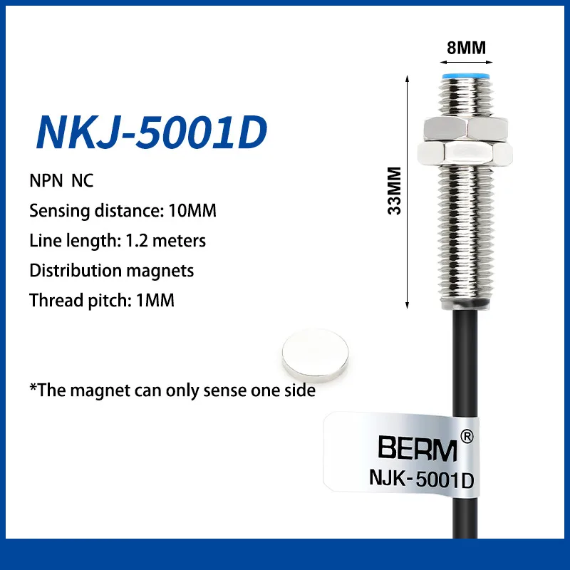 สวิตช์ตรวจจับความใกล้ชิดแบบฮอลล์ M8 M12 M18 รุ่น NJK-5002C เซ็นเซอร์แบบสามสาย NPN ปกติเปิด ปกติปิด เซ็นเซอร์แม่เหล็ก
