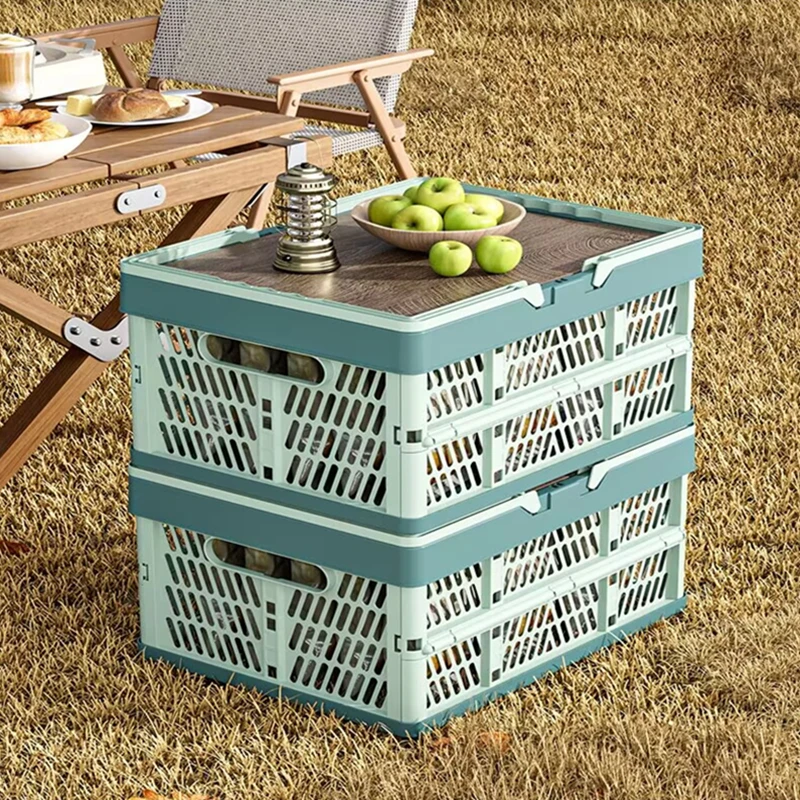 

Picnic Storage Basket Plastic Storage Crate,Collapsible Crate for Stacking Folding Shopping Storage Basket,Car Organizing Trunk
