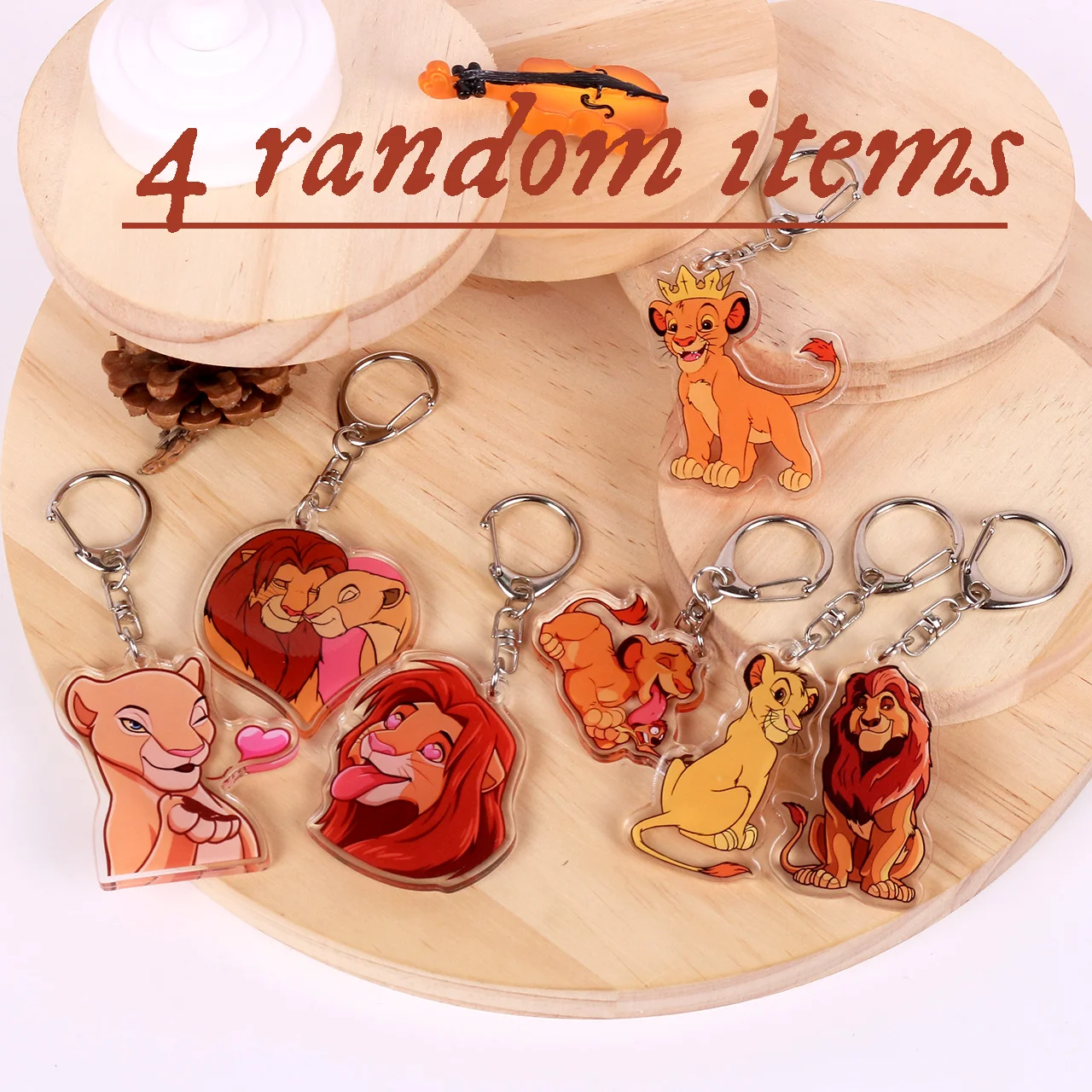 4 سلسلة مفاتيح عشوائية من سلسلة Disney Lion King ملحقات سلسلة مفاتيح حلوة لطيفة للحقائب والمفاتيح المطابقة لتزيين الأمتعة والمزيد