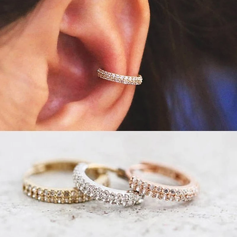 1 Pair  / Gold / Rose Gold Color Rhinestone Smalle Small Earring Snug Piercing Cartilage Earring