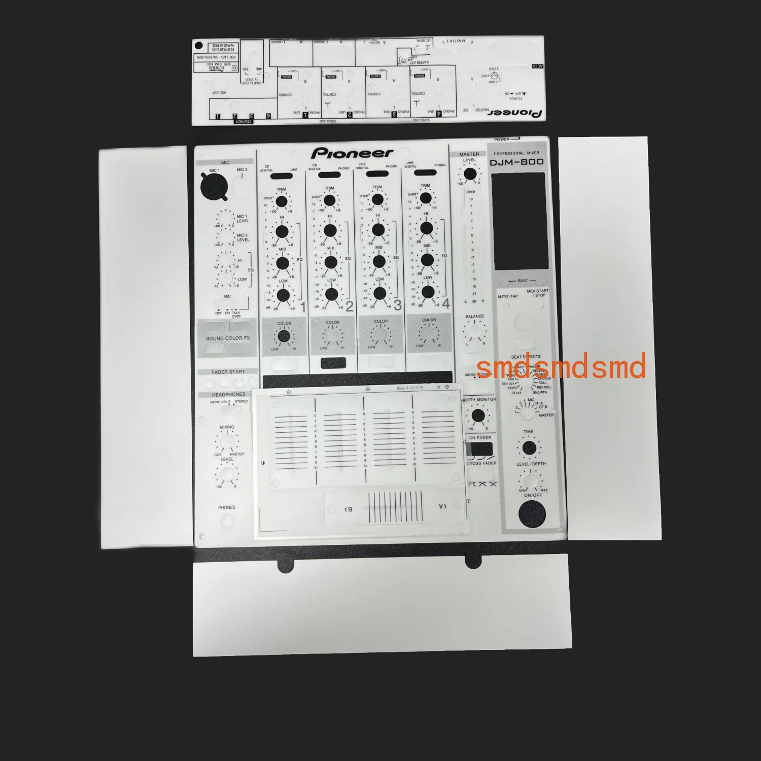 DJM-800 Controller Panel Skin ONLY - PVC Self-Adhesive Front Face Film (Excludes Side Bars)