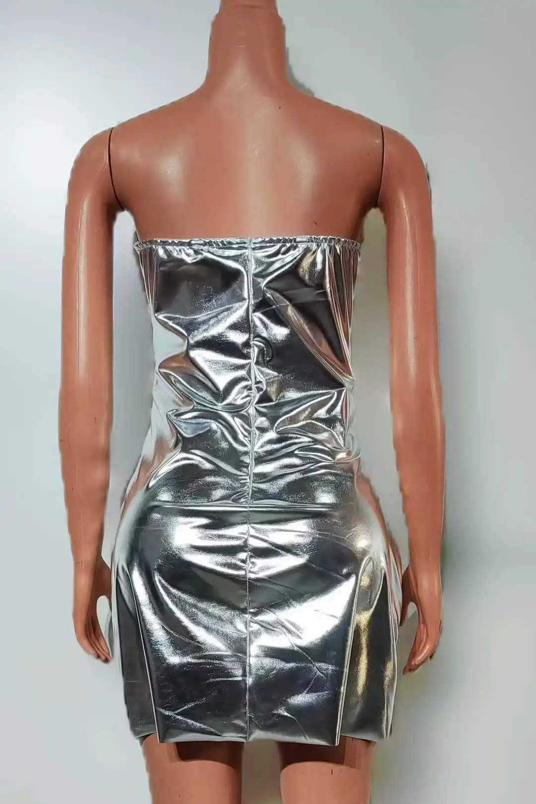 Women Silver Mirror Sequined Shinning Mini Sexy Dress For Special Occasions Party Birthday Dj Ds Gogo Costumes