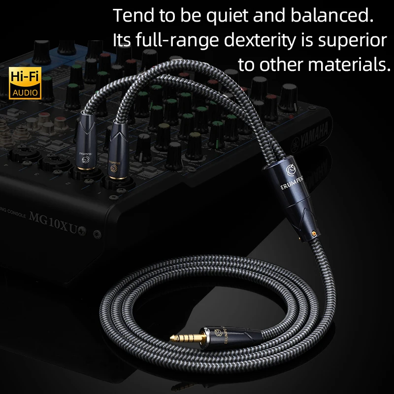 ERUMPENT Hifi 4.4mm Balanced to 6.5mm Audio Cable Square OCC 4.4 Jack to Double 6.5 TRS Jack Audio Adapter Cable
