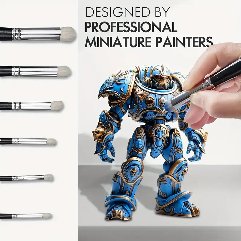 Professionelles Miniatur-Pinsel-Set für Warhammer 40K-, DND-, Citadel- und Maßstabsmodelle – ideal für Emaille- und Fantasy-Figuren – Detail 7