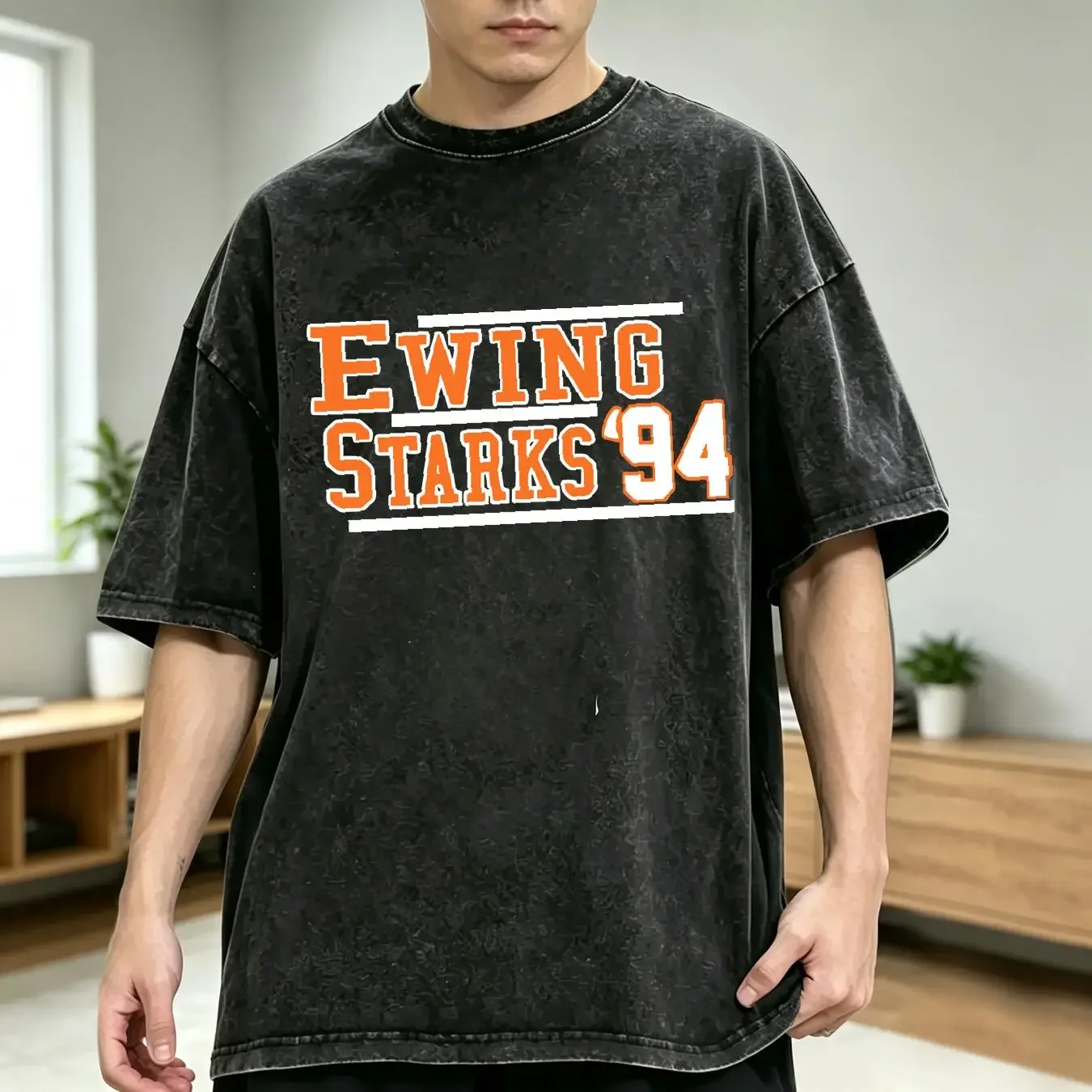 washed T Shirt Patrick Ewing Jhon Starks New York 1994 Basketball long or short sleeves vintage Washed Unisex Slightly Stylish